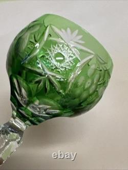 Nachtmann Bleikristall emerald green Grape Cut To Clear Wine Glass Set Of 2