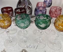 Nachtmann Bohemian Crystal Cut To Clear Decanter & 11 (5-1/8) Wine Goblets