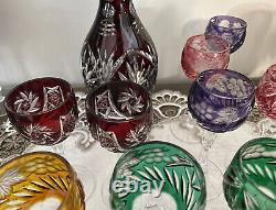 Nachtmann Bohemian Crystal Cut To Clear Decanter & 11 (5-1/8) Wine Goblets