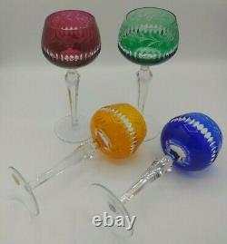 Nachtmann Czech Bohemian Crystal Wine Hock Goblets 8 Colors Cut To Clear 4