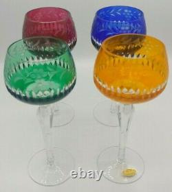 Nachtmann Czech Bohemian Crystal Wine Hock Goblets 8 Colors Cut To Clear 4