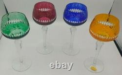 Nachtmann Czech Bohemian Crystal Wine Hock Goblets 8 Colors Cut To Clear 4