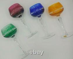 Nachtmann Czech Bohemian Crystal Wine Hock Goblets 8 Colors Cut To Clear 4