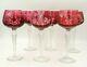Nachtmann Lead Crystal 6pc Cut To Clear Red Cranberry Traube 8 Wine Hocks