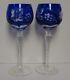 Nachtmann TRAUBE (COBALT BLUE) Tall Hock Wine Glasses SET OF TWO