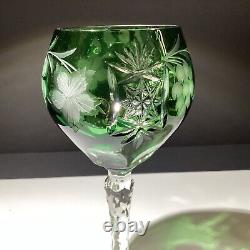 Nachtmann Traube 8.25 Emerald Green Tall Hock Wine Glass Cut To Clear 24% Lead