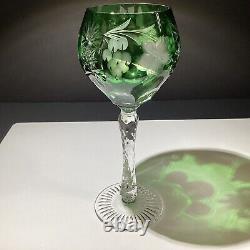 Nachtmann Traube 8.25 Emerald Green Tall Hock Wine Glass Cut To Clear 24% Lead