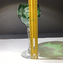 Nachtmann Traube 8.25 Emerald Green Tall Hock Wine Glass Cut To Clear 24% Lead