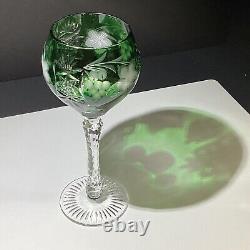 Nachtmann Traube 8.25 Emerald Green Tall Hock Wine Glass Cut To Clear 24% Lead