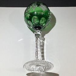 Nachtmann Traube 8.25 Emerald Green Tall Hock Wine Glass Cut To Clear 24% Lead