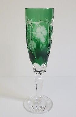 Nachtmann Traube Champagne Flute Emerald Green Cut to Clear Crystal Wine