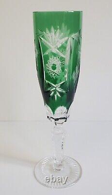 Nachtmann Traube Champagne Flute Emerald Green Cut to Clear Crystal Wine