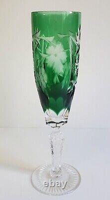 Nachtmann Traube Champagne Flute Emerald Green Cut to Clear Crystal Wine