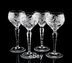 Nachtmann Traube Clear Hock Wine Glasses Set (4) Elegant Vintage Crystal Germany
