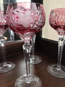 Nachtmann Traube Cranberry Crystal 8 Wine glasses and 1 Decanter