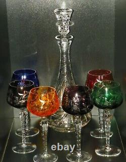 Nachtmann Traube Crystal Wine Glass Cut To Clear Set Of 6 Decanter 8 in 8 oz