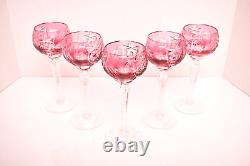 Nachtmann Traube Crystal Wine Glasses Cut to Clear German Vintage Glass Set of 5