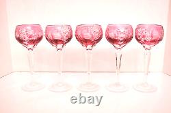 Nachtmann Traube Crystal Wine Glasses Cut to Clear German Vintage Glass Set of 5