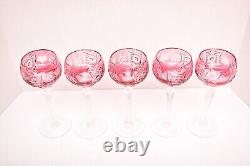 Nachtmann Traube Crystal Wine Glasses Cut to Clear German Vintage Glass Set of 5