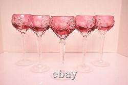 Nachtmann Traube Crystal Wine Glasses Cut to Clear German Vintage Glass Set of 5