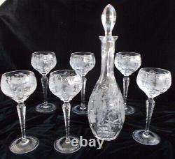 Nachtmann Traube Cut Crystal Wine Decanter and 6 Wine Hocks Perfect Condition