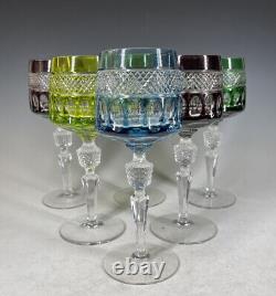 Nachtmann Traube Cut To Clear Crystal Tall Wine Glasses Rare Pattern Set Of 6