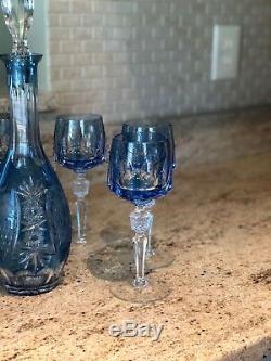 Nachtmann Traube Cut To Clear Decanter And 5 Nachtmann Wine Glasses