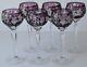 Nachtmann Traube Grapes Cut to Clear Amethyst Purple Crystal Hock Wine Set of 6
