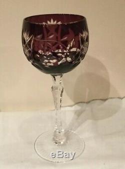 Nachtmann Traube Hock Multi Color Crystal Cut to Clear Wine Glasses Set 5 MINT