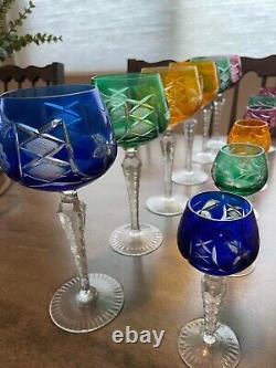 Nachtmann Traube Multicolor 6 Crystal Wine Glasses 8.25 and 6 Mini Glasses 5.25