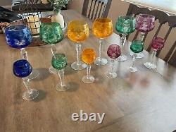 Nachtmann Traube Multicolor 6 Crystal Wine Glasses 8.25 and 6 Mini Glasses 5.25