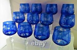 Nachtmann Traube Rare Set Of 12 Wine Hocks! Cobolt Blue To Clear