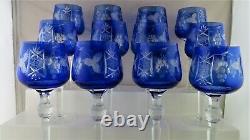 Nachtmann Traube Rare Set Of 12 Wine Hocks! Cobolt Blue To Clear
