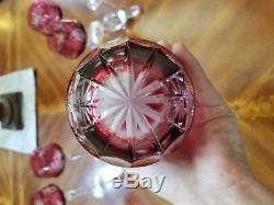 Nachtmann Traube Ruby Cased Cut To Clear Crystal Decanter And Wine Glasses And