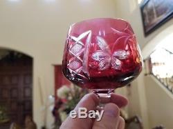 Nachtmann Traube Ruby Cased Cut To Clear Crystal Decanter And Wine Glasses And