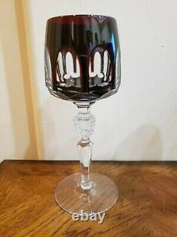 Natchmann Antika 6 Wine Glasses Hocks Goblets Cut To Clear Bohemiam Multicolor