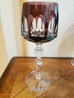Natchmann Antika 6 Wine Glasses Hocks Goblets Cut To Clear Bohemiam Multicolor