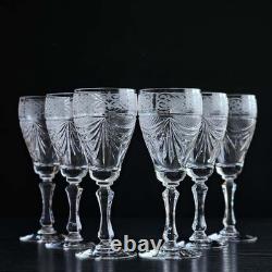 Neman Crystal White Wine Glasses Set of 6 Hand Cut 7oz Elegant Stemware