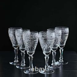 Neman Crystal White Wine Glasses Set of 6 Hand Cut 7oz Elegant Stemware