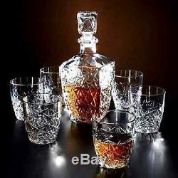 New Crystal Bottle Decanter Vintage Glass Whiskey Wine Liquor Jim Beam Alcohol