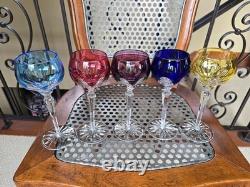New FABERGE LAUSANNE CORDIAL CRYSTAL GLASSES SET 5 wine champagne colored box