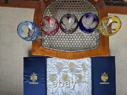 New FABERGE LAUSANNE CORDIAL CRYSTAL GLASSES SET 5 wine champagne colored box