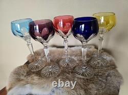 New FABERGE LAUSANNE CORDIAL CRYSTAL GLASSES SET 5 wine champagne colored box