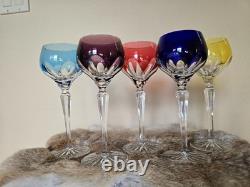 New FABERGE LAUSANNE CORDIAL CRYSTAL GLASSES SET 5 wine champagne colored box