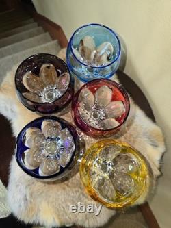 New FABERGE LAUSANNE CORDIAL CRYSTAL GLASSES SET 5 wine champagne colored box