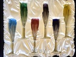 New FABERGE LAUSANNE CORDIAL CRYSTAL GLASSES SET 5 wine champagne colored box