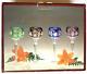 New Hand Cut Mouth Blown 24% Full Lead Crystal Colored set/4Wine Glasses HUNGARY