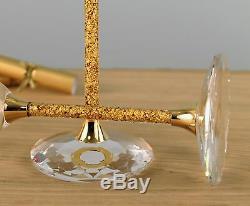 New Pair of 24ct Gold Leaf Stem Wine Glasses Goblet Gift Swarovski Golden Shadow