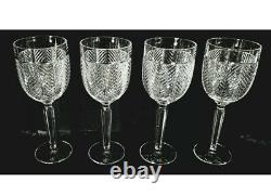 New Ralph Lauren Herringbone Wine Stem Water Goblet 9 1/4 Set Of Four Glasses
