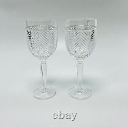 New Ralph Lauren Herringbone Wine Stem Water Goblet 9 1/4 Set of Two Glasses